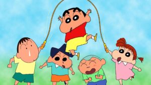 This represents Shin Chan with his friends